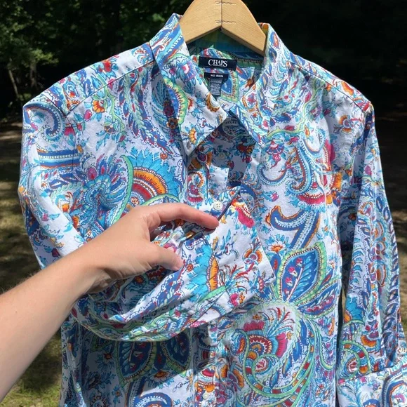 Chaps Paisley Button-Up Shirt Blouse Women’s Size 2X Plus Size Boho - Picture 14 of 16